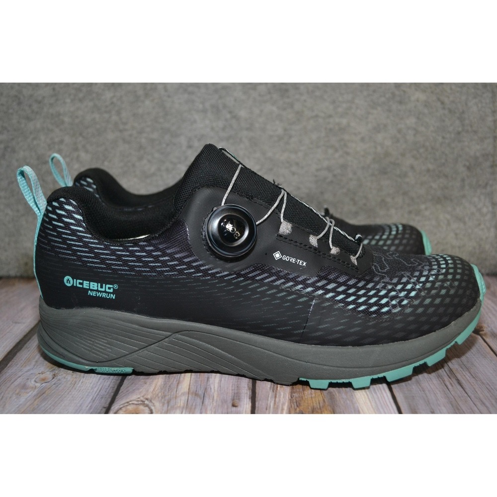 Icebug NewRun W BUGrip GTX Shoes Womens Size 10.5 Black Gore-Tex Spikes‎ Running